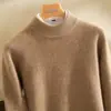 Suéter de cashmere 100% puro Alashan de cinco agulhas espessado para homens, gola alta discreta, quente, cor sólida, pulôver de tricô simples