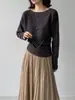 Suéter de punto Jiangzuo con botones laterales, estilo Melard, estética de viejo dinero para mujer, top ajustado de estilo francés con un look sofisticado, para mujer L728