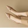 Sandalias de Verano 2025 Estilo Francés, Puntiagudas, Poco Profundas, Piel Suave, Tacón de Gato, Huecas, Cerradas por Detrás, Simples, Elegantes, para Mujer, Modernas