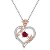Plata Esterlina 925 Europea y Americana Moda Nuevo Producto Dos Tonos Doce Signos del Zodiaco Forma de Corazón Colgante Flor de Rosa Collar Sencillo