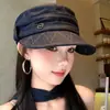 Sombrero de Montar Plano de Mezclilla Retro Japonés para Mujer, Moda de Verano Versátil Boina Sombrilla Que Hace que la Cara Parezca Más Pequeña