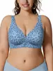 Sujetador cruzado de Amazon sin costuras, cuello en V, talla grande, estampado de leopardo, sin varillas, con efecto push-up y elevación, hecho de tela de seda helada, para mujer