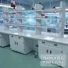 Bancada de Laboratório Central Lateral Resistente a Impacto em Aço Inoxidável de Alta Temperatura com Tampo de Mármore de 18mm