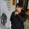 Suéter Masculino Vintage Meio Zíper Gola Alta Preguiçoso Oversize Jaqueta Suéter Outono Inverno