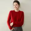 26 Suéter de Cachemira para Mujer Otoño/Invierno, Cuello Redondo, Diseño de Hombro Raglán, Engrosado, Color Sólido, Corte Holgado, Efecto Adelgazante, Top de Punto Base