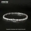 Pulseira de Cubo de Açúcar de Aço Titânio com Zircônia Cheia de Diamantes, Brilhante e Conserva a Cor, Pulseira Corrente de Tênis Estilo Hip-Hop de Alta Qualidade para Homens em Aço Inoxidável