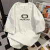 Camiseta de Manga Curta para Mulheres com Estampa de Letras Simples Graffiti Tendência Nacional Verão Nova Casual Solta Versátil