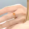 [Naranja Azucarada] Anillo de Diamante de Piedra Tarfanta tipo Azúcar para Mujer Chapado 925 Corte Retro Nicho Estilo Hong Kong