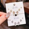 Verano nuevo chapado en oro real exquisitos tres pares de aretes pequeños de alto sentido pequeños frescos dulces aretes de temperamento combinables