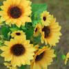 Flores Artificiales de Girasol, Flores Artificiales de Girasol, Ramilletes Pequeños de Flores para Boda, Flores Artificiales de Girasol Artificial, Lote de Flores para Valla y Plantas Verdes