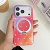 Funda de teléfono de color degradado con estrella pequeña dorada adecuada para Apple 18 Pro Max con soporte magnético, 16/17 para mujer, 15 Pro