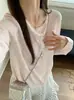 Cardigã de linho tricotado feminino, best-seller de verão, com acabamento em renda, fino, modelagem solta, comprimento curto, camisa para ar condicionado