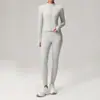 Conjunto Esportivo de Outono Inverno para Mulheres, Secagem Rápida, Respirável, Jaqueta de Manga Longa, Cintura Alta, Levanta Bumbum, para Corrida, Fitness, Ciclismo, Conjunto de Duas Peças