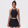 Traje de Yoga Hilo Transfronterizo Nude Color Contrastante Espalda Hermosa Ajustado Traje de Yoga Falda de Tenis para Mujer Traje Deportivo de Fitness