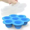 Bandeja Congelador de Alimentos Molde para Cubitos de Hielo de 7 Compartimentos Caja de Silicona para Alimentos Complementarios de Bebé Contenedor Engrosado para Congelar Snacks