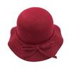 Outono e inverno Novo chapéu feminino domo vintage britânico chapéu quente de feltro de lã chapéu bacia com laço moda
