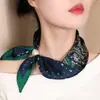 Lenço de seda estilo vintage para primavera e verão, com estampa paisley, contas e fecho magnético, pequeno lenço de pescoço estilo luxo leve de alta qualidade, acessório feminino com fita