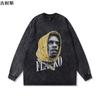 Camiseta Coreana de Peso Pesado con Copo de Nieve Frito de Manga Larga Marca de Moda Urbana Americana Retro Sudadera Holgada Otoño e Invierno Camiseta Básica para Hombre y Mujer