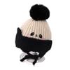 Gorro de Invierno 2024 Gorro de Punto para Niños Bola Grande de Piel Forrado Animales de Dibujos Animados Lindo Gorro de Lana Gorro Caliente Engrosado