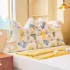 Nuevo Cojín Grande Estampado de Algodón Lavado con Encaje Estilo Princesa Coreana, Almohada Doble Grande con Respaldo en Forma de Cuerno, Soporte Lumbar, Venta al por Mayor