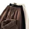 Pantalones retro de pana estilo americano para hombre, forrados de polar para invierno, gruesos, talla grande, cálidos, de corte holgado, pierna recta, estilo casual