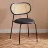 Crema Nórdica Popular Ins Uso Doméstico Segunda Mano Mimbre Imitación Ratán Tejido Silla Silla de Comedor Simple Balcón Ocio Silla con Respaldo Silla Retro