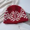 Chapéu de Lã Jacquard Tricotado Vintage 100% Lã Pura Artístico para Mulheres, Proteção para a Testa, Faz o Rosto Parecer Menor, Padrão Fair Isle, Estilo Popular