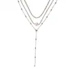 Collar Clavícula Traje de Mujer Colgante de Cristal Cadena de Perlas y Diamantes de Tres Capas Collar Desmontable Collar de Mujer Joyería al por Mayor Estilo Ins