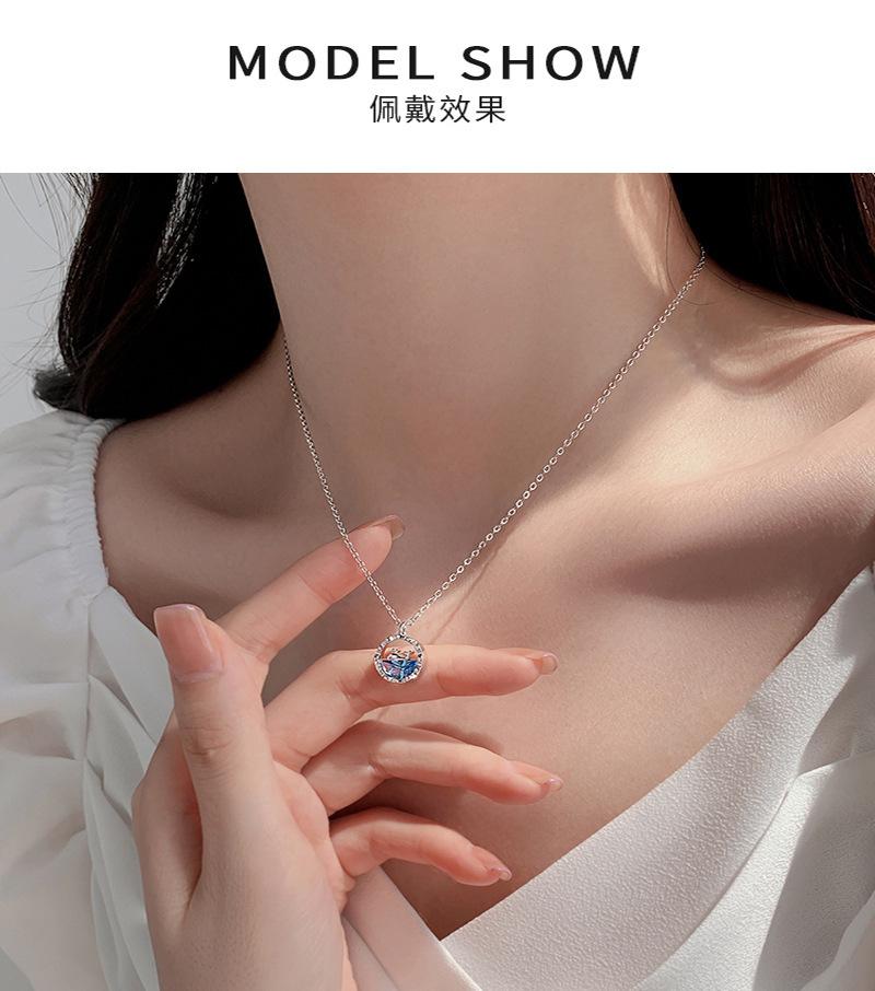 智贝详情图_8鲸生有你项链女夏季清新闺蜜锁骨链韩版时尚蓝色海