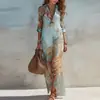 Vestido largo estampado de moda para comercio exterior europeo y americano 2026, nuevo vestido elegante de estilo vacacional transfronterizo