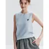 Chaleco de punto sin mangas de cuello redondo de cachemira ~100% integrado sin costuras para mujer, pequeño bordado de cereza, chaleco versátil, camisola