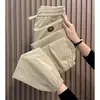 Pantalones Casuales Finos de Seda Helada de Verano para Hombre, Joggers Deportivos Cargo de Nueve Puntos de Corte Holgado de Moda, Pantalones Largos para Hombre