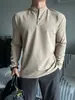 Camisa de entrenamiento de manga larga para hombre, otoño, cuello polo/Henley, para correr, deportes, fitness, simple y elegante, color liso, adecuada para usar en capas