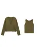 Estilo Europeo y Americano Za Transfronterizo 2025 Nuevo Traje Casual para Mujer Chaleco de Punto de Algodón + Chaqueta de Punto de Algodón