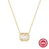 Nueva Cadena para Clavícula de Plata de Ley S925 con Diamante Cuadrado Geométrico Distintivo, Cadena Ligera de Lujo, Diseño Coreano de Nicho, Collar para Llevar