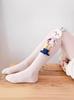 Medias de primavera y otoño para niños con dibujos de conejos grandes de algodón blanco PP, mallas de punto para niñas