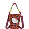 Bolsa Patchwork Bordada para Gato Padre-Hijo, Bolso Cruzado Cilíndrico, Bolso de Hombro, Bolso de Lona de Dibujos Animados, Bolso de Mano con Colgante