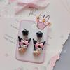 Pendientes de resina con forma de conejito para niña, aretes pequeños y frescos con dibujos animados, para estudiantes
