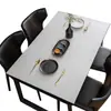 Toalha de Mesa de Couro Cor Sólida Dupla Face Impermeável e à Prova de Óleo Sem Lavagem Retangular Doméstica Toalha de Mesa para Mesa de Centro Tapete de Couro PU