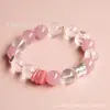 Pulseira de Cristal Rosa Estrela Natural Cavalo Rosa Flor de Pessegueiro Amor Pulseira Presente Exquisito para Mulheres