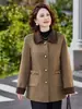 Nova coleção estilosa de outono e inverno para mulheres de meia-idade: casacos de lã elegantes com gola, peças de outer wear folgadas para outono e inverno para mulheres