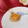 Yilu prata S925 prata esterlina banhado a ouro cera de abelha cera velha vintage angustiado Ruyi Lotus oco pingente de superfície do ovo Pingente de Prata