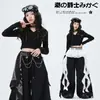 Ropa para niñas de danza jazz, tops de manga larga infantiles modernos y geniales, atuendos de actuación de street dance, ropa elegante de jazz para práctica para niños