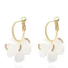 Pendientes de Flor de Lujo Ligero Imitación de Concha Francesa para Mujer Diseño de Nicho Elegantes de Gama Alta Pendientes Súper Hada de Pétalos