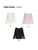 K6302 Camiseta de Manga Larga con Cuello Henley y Botones a Presión Estilo Coreano para Mujer Otoño Temprano Ajustada con Cintura Fruncida Adelgazante Base de Algodón