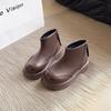 Botas Curtas Infantis 2026 Novas Botas Infantis Outono e Inverno Botas de Veludo e Couro para Meninas Botas de Algodão Antiderrapantes para Crianças de Tamanho Médio e Grande Meninos