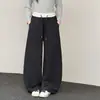 Calça Jogger Casual Feminina 2026 Outono Novo Estilo para Crianças Médias e Grandes Cintura de Bolinhas Cor Contrastante Perna Curva Perna Larga Calça Esportiva