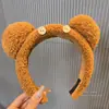 Faixa de cabeça de pelúcia fofa de desenho animado para lavar o rosto de mulheres, acessório de cabelo para outono e inverno, faixa de cabeça de coroa alta, antiderrapante, grampo de cabelo que não cai