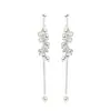 Pendientes Largos de Borla con Perla y Circonita de Aguja de Plata S925, Lujo Ligero, Moda de Nicho, Temperamento Dulce de Alta Gama para Mujer