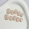 30 Piezas de Puntas para Uñas con Purpurina Gruesa Rosa Nude, Estilo Almendra Ojo de Gato de Longitud Media de Alta Gama, Uñas Portátiles Pre-hechas de Tamaño Completo